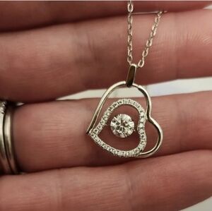 0.5 CT* VVS1 Double Heart Dancing Moissanite Diamond Pendant Necklace * New